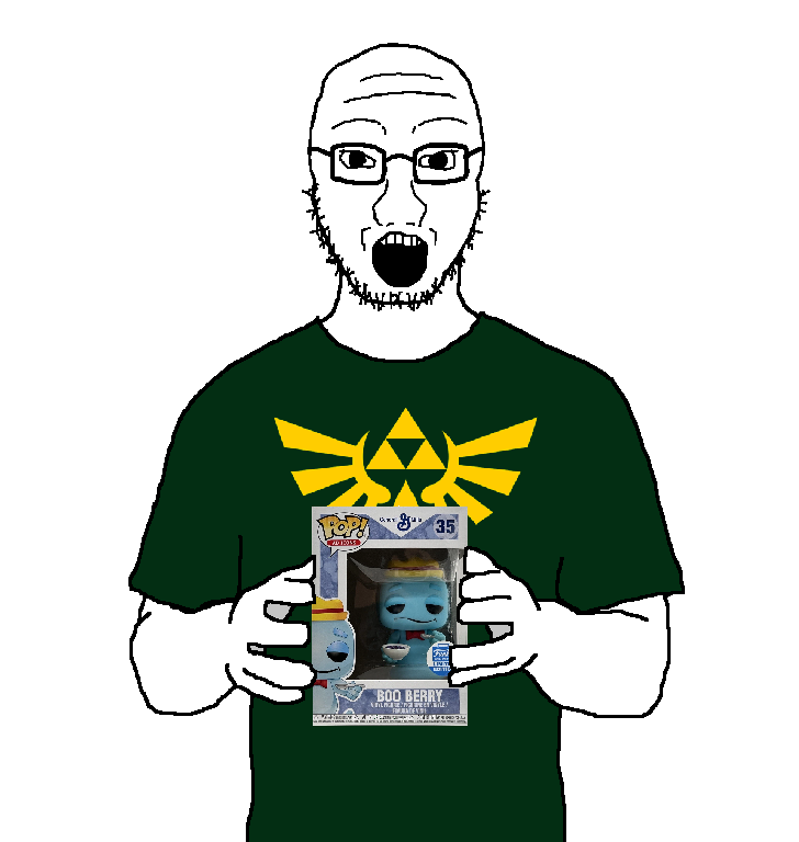 soyak, soyak front2, box, clothes, excited, front view, funko pop, green shirt, holding box, holding object