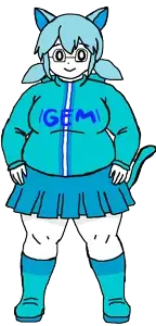 gigachadhero, gemma, tama, animal, bbw, blue hair, blush, boot, boots, cat