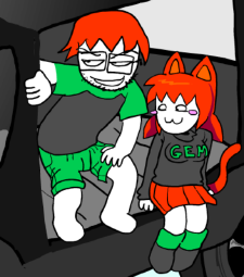 sean, tama, animal, animal ears, blush, car, cat, cat ears, catgirl, closed mouth