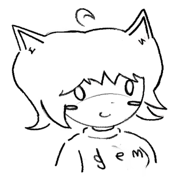 rye, tama, animal, black and white, blush, cat, cat ears, catgirl, clothes, ear