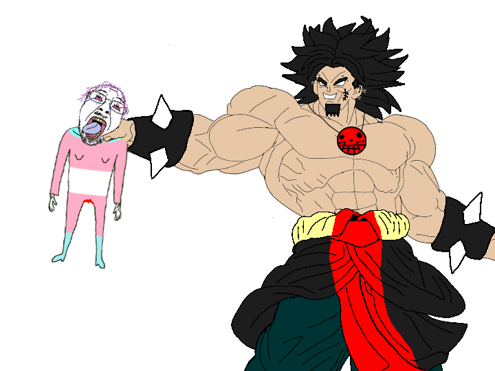 broly, bernd, brolyjak, troonjak, 1soyjak, anime, black hair, bleeding, blood, bloodshot eyes