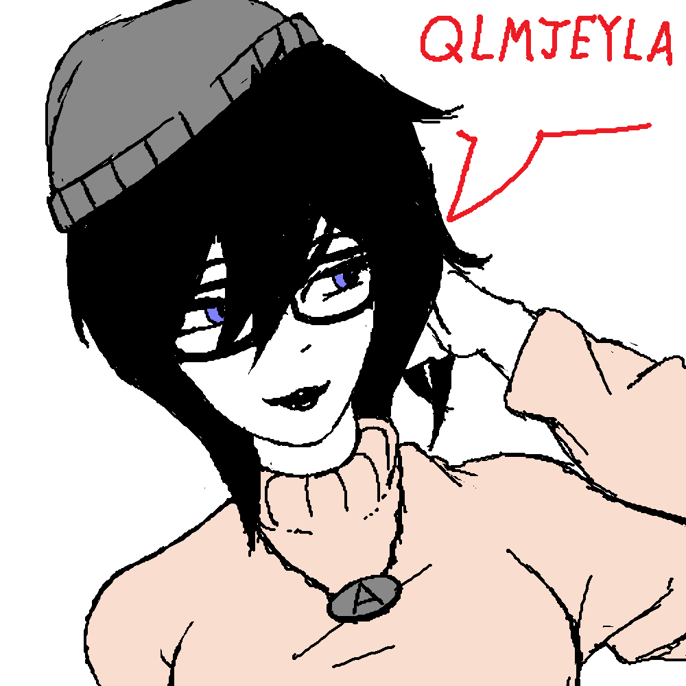 weird furfag nigga, soytan, beanie, black hair, black lipstick, blue eyes, closed mouth, clothes, english text, female