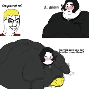 doomer girl wojak, wojak, chudjak, 2soyjaks, bbw, black hair, blonde hair, blush, clothes, comic