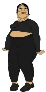 bernd, nella, bbw, black hair, black pants, black shirt, black shoes, dyed hair, eyeliner, fat