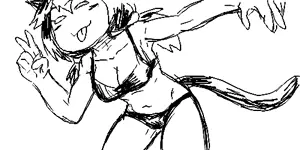 sleep chvd, tama, almost full body, bikini, blush, breasts, cat ears, catgirl, cleavage, closed mouth