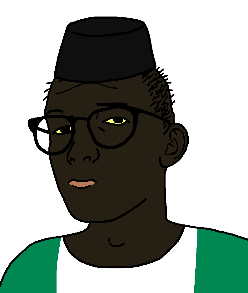 soyquote, africa, black hair, black skin, brown lips, closed mouth, clothes, fez, glasses, hair