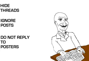 australian shitposter, big nose, clothes, english text, hands, keyboard, nose, posters, smile, table