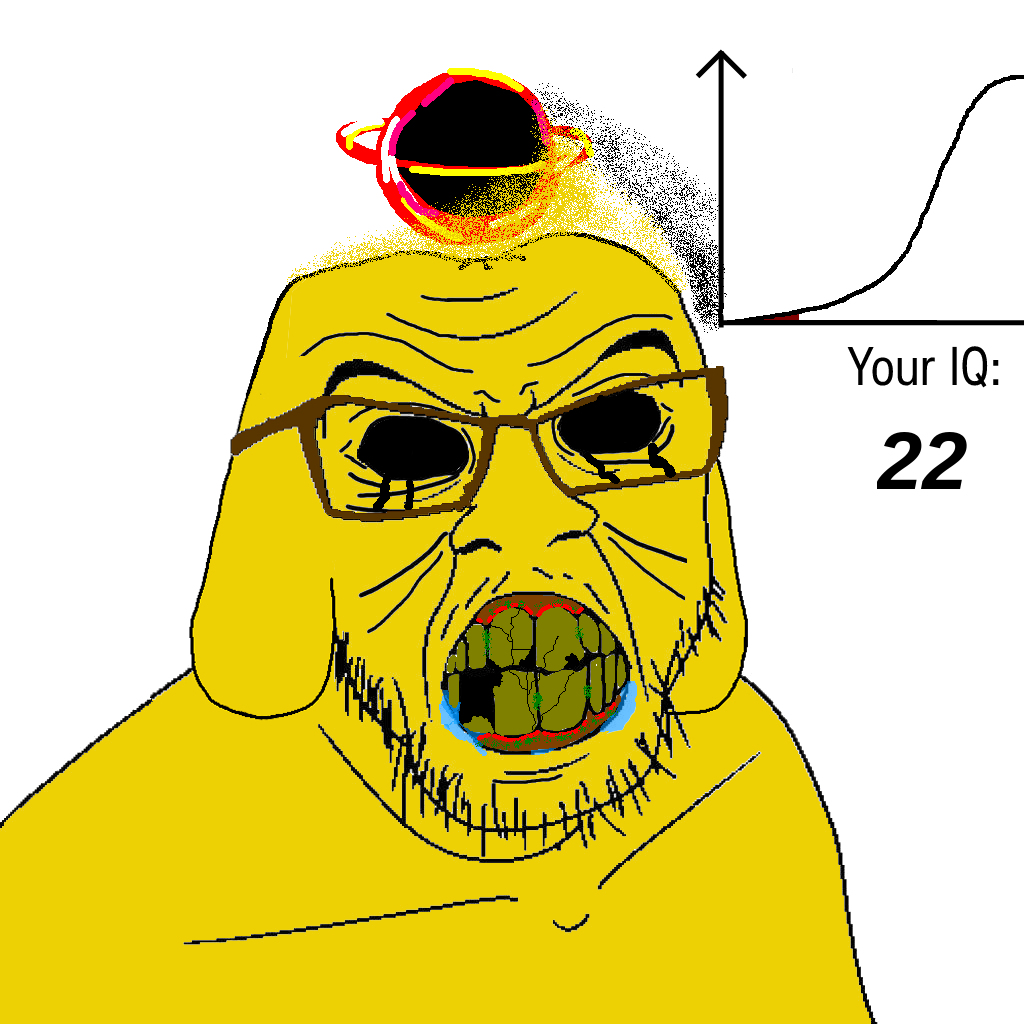 feraljak, iq diagrams, animal, antimatter, bald, black eyes, black hole, bleeding gums, broken teeth, cracked teeth