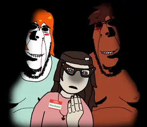 soytan, cobson, nulljak, hornyson, beanie, biting lip, black background, blood, blood from nose, bloodshot eyes