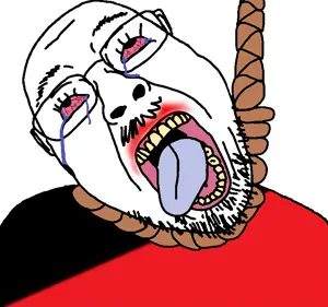 bernd, hanging troonjak, troonjak, ack, anarcho-communism, bloodshot eyes, crying, glasses, hanging, lipstick