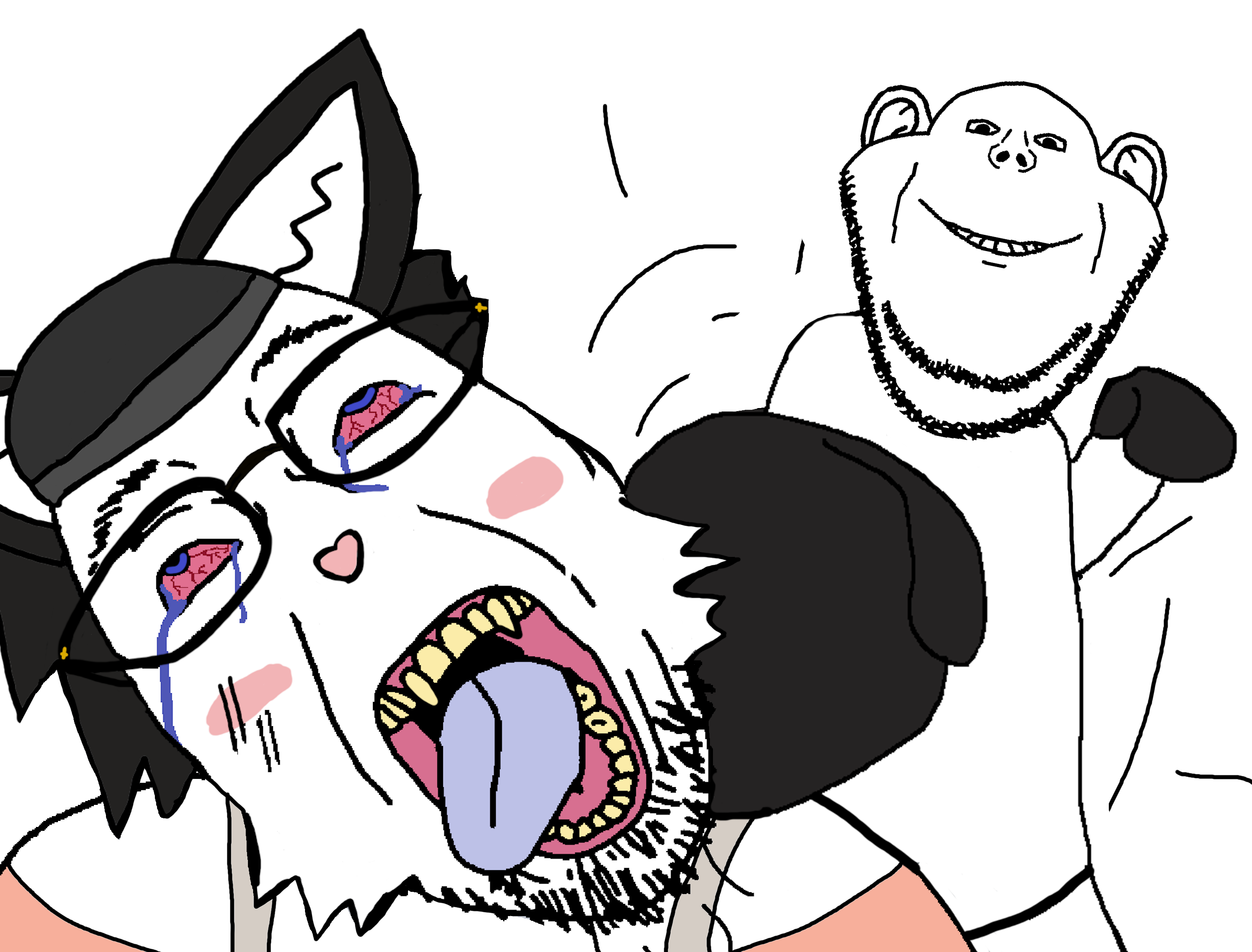bernd, impish soyak ears, impish front, impish front2, impish front3, bloodshot eyes, blue eyes, blue tongue, boxing, boxing glove