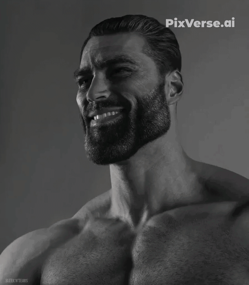 gigachad, gigafly, animal, animated, beard, black and white, black pants, black shoes, buff, bug