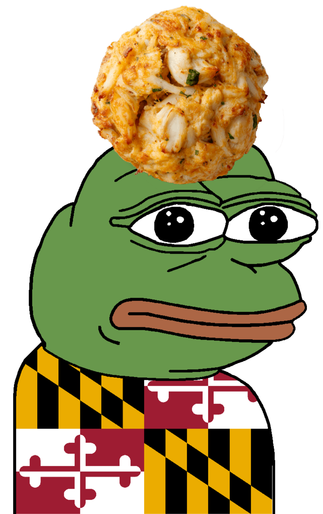 pepe, amphibian, animal, closed mouth, crab, crab cake, crustacean, flag, food, frog