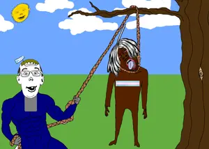 61543 - soybooru.com - grass lynching yellow_skin hanging ear drawn_background tree rope bernd stubble yellow full_body sun closed_mouth clothes open_mouth tongue noose template smug outdoors gapejak holding_rope holding_o.png