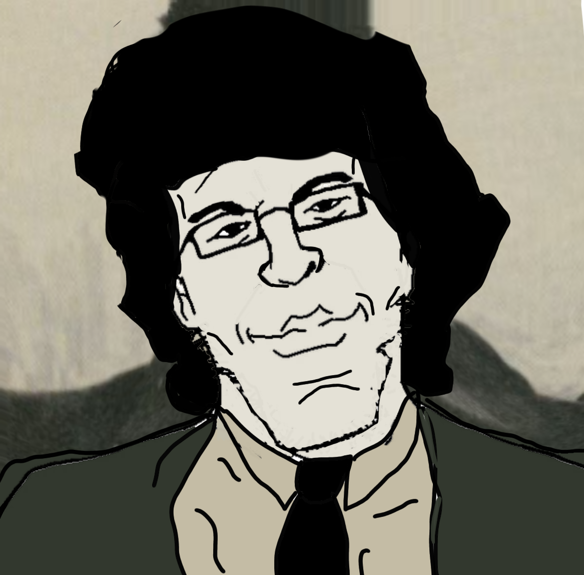 jeffrey epstein, epsteinjak, 1970s, 1soyjak, black hair, closed mouth, clothes, ear, front view, glasses