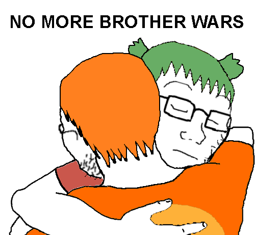 yotsuba koiwai, soyak, no more brother wars, 2soyjaks, 4chan, 4cuck, closed eyes, closed mouth, finger, glasses