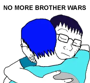 soyak, no more brother wars, 'tuey, /soy2/, 2soyjaks, closed eyes, closed mouth, glasses, hug, nick kiggers