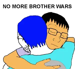 soyak, no more brother wars, 'tuey, /soy2/, 2soyjaks, closed eyes, closed mouth, glasses, hug, nick kiggers