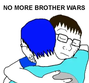 soyak, no more brother wars, 'tuey, /soy2/, 2soyjaks, closed eyes, closed mouth, glasses, hug, nick kiggers