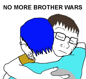 soyak, no more brother wars, 'tuey, /soy2/, 2soyjaks, closed eyes, closed mouth, glasses, hug, nick kiggers