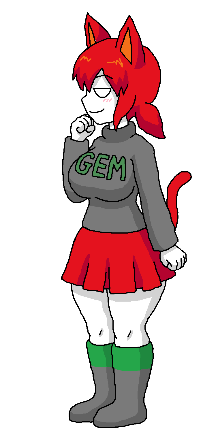 gigachadhero, tama, big breasts, blush, boot, boots, breasts, cat ears, catgirl, ear