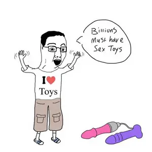 chudjak, billions must, i heart, open mouth, sex toy, speech bubble, text