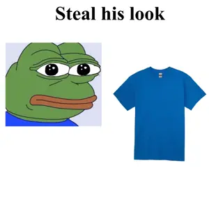 pepe, amphibian, animal, big lips, blue shirt, frog, lips, looking at you, steal his look