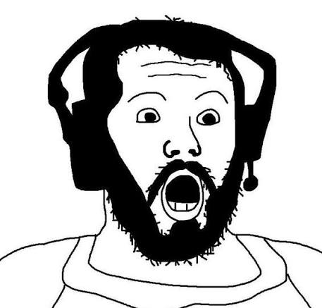 unknown, 1soyjak, beard, black hair, face, forehead lines, hair, half body, head, headphones