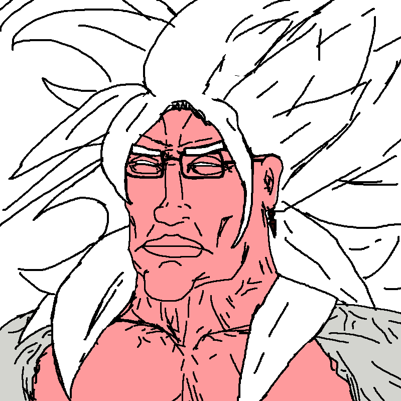 chudjak, perceptive chud, 1soyjak, anime, buff, bushy eyebrows, chest, chiseled jawline, chud, closed mouth