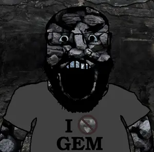 markiplier soyjak, science lover, beard, cave, clothes, coal, coal skin, glasses, gray shirt, i hate