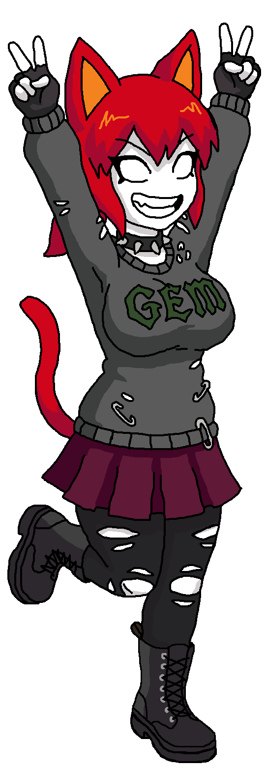 gigachadhero, tama, big breasts, black gloves, boot, boots, breasts, cat ears, catgirl, choker