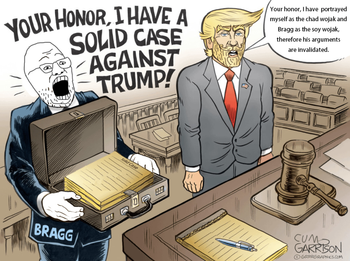 donald trump, yes chad, unknown, bald, ben garrison, blonde beard, blonde hair, chad, clothes, court