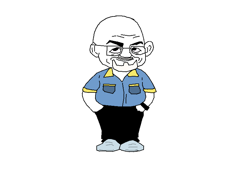 oom frik, bald, beard, collared shirt, eyebrows, glasses, hands in pockets, jeans, looking at you, nuvariant