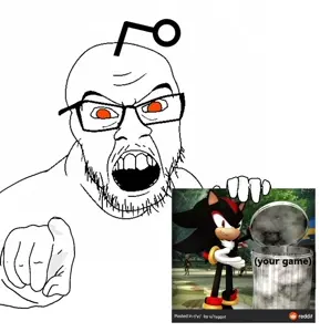 sonic the hedgehog, feraljak, /v/, 4chan, angry, balding, gay, glasses, hands, holding object