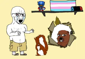 captain america, feraljak, soyak, feralsquirrel, squirreljak, 2soyjaks, animal, arm, beaver, clothes