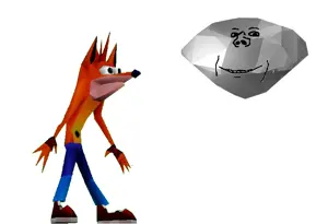 impish soyak ears, gem, playstation, smile, sony, soyjak, video game, crash bandicoot