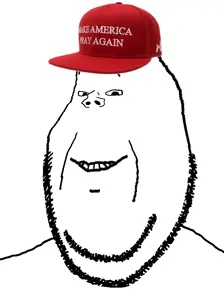 gapejak, michijak, cap, clothes, hat, maga, small eyes, smile, soyjak, stubble