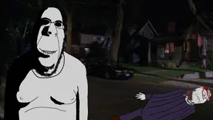 rapeson, cobson, gapejak, hornyson, rapeson, biting lip, blood, closed eyes, clothes, creepy