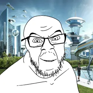 feraljak, futuristic, glasses, irl background, smile, soyjak, stubble
