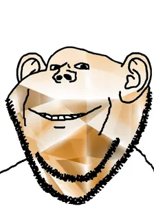 impish soyak ears, ear, food, fruit, gem, gem skin, orange, smile, soyjak, stubble