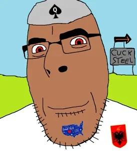 cobson, albania, brown skin, closed mouth, clothes, country, cuck, drawn background, glasses, hat