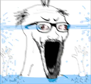 excited soyjak, soyak, wewjak, arm, balding, blur, cry me a river, crying, glasses, hands