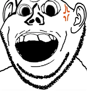 feraljak, impish soyak ears, swedenborg, anger mark, angry, deformed, ear, mustache, open mouth, soyjak