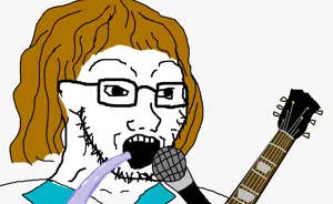 soyak, brown hair, glasses, guitar, hair, microphone, music, open mouth, peter frampton, soyjak