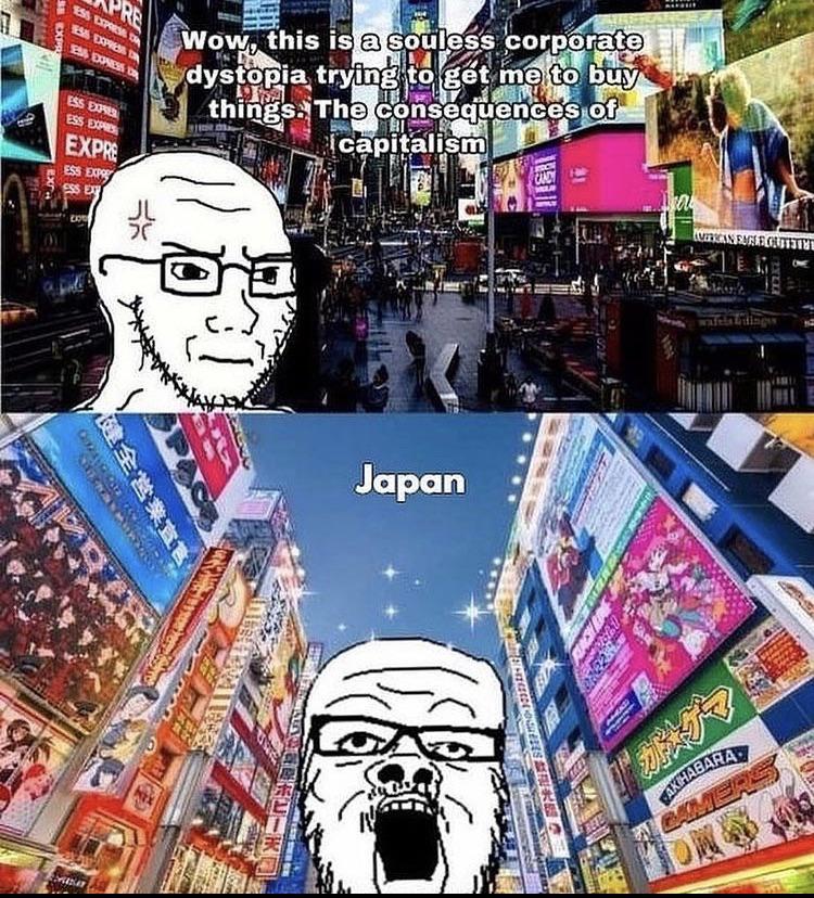 a24 slowburn soyjak, soyak, soyak (irritated), 2soyjaks, bald, capitalism, city, closed mouth, comic, consumerism