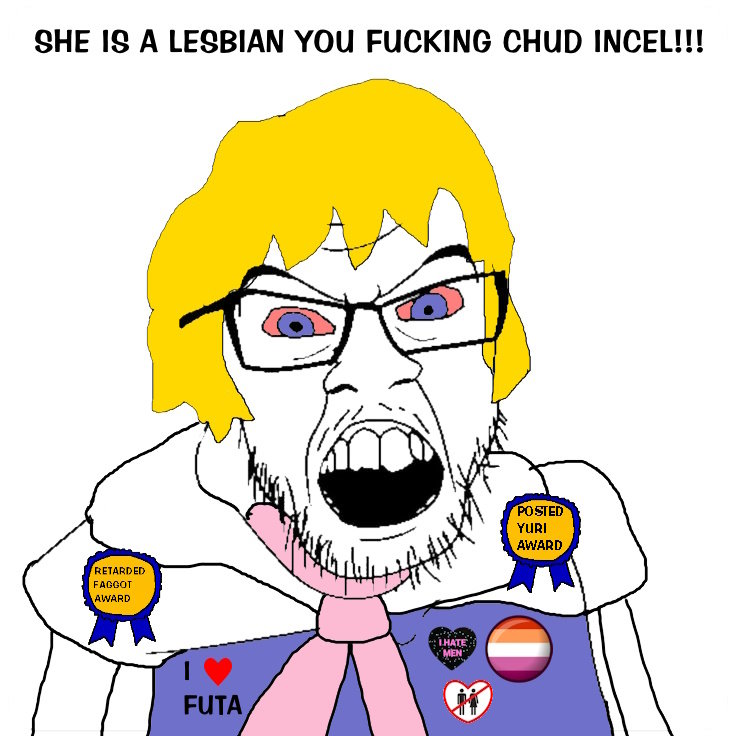 alice margatroid, feraljak, 1soyjak, angry, anime, big teeth, blonde hair, bloodshot eyes, blue eyes, dyke