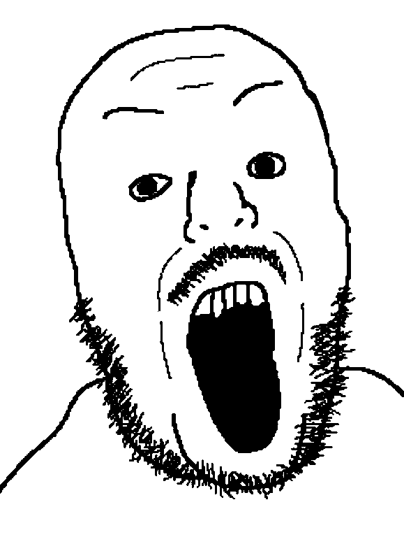 itsthejaket, unknown, 1soyjak, bald, beard, forehead lines, front view, half body, looking at you, no glasses