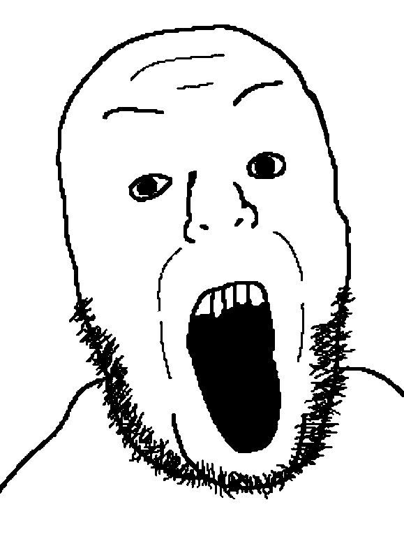 itsthejaket, unknown, 1soyjak, bald, beard, forehead lines, front view, half body, looking at you, no glasses