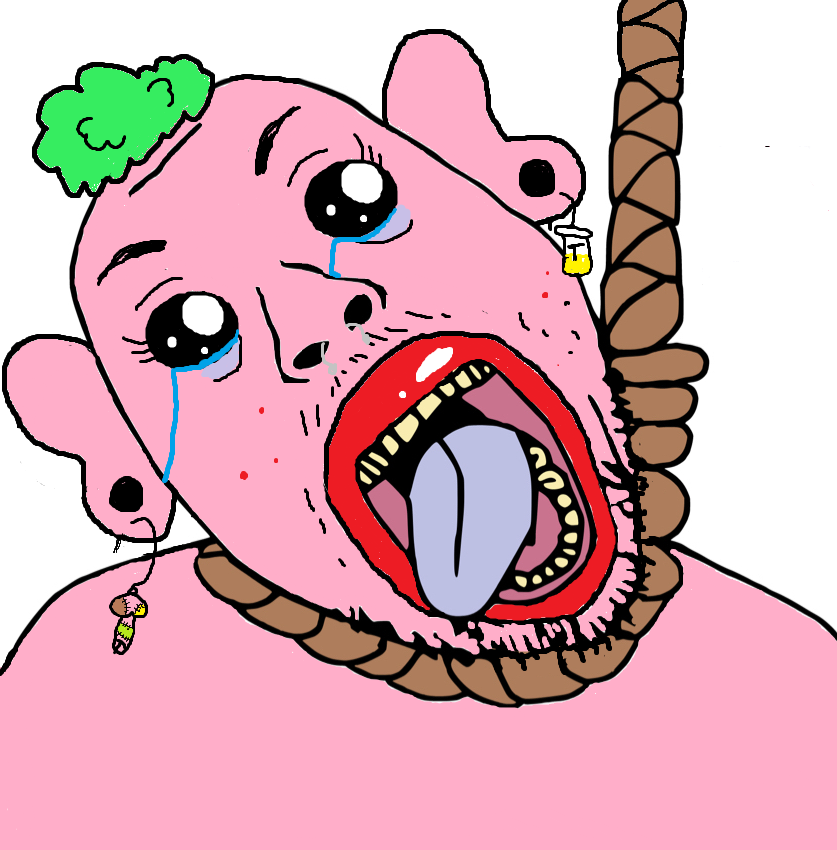 bernd, hanging ugly personjak, ugly personjak, ack, crying, ear, earring, ftm, green hair, hanging