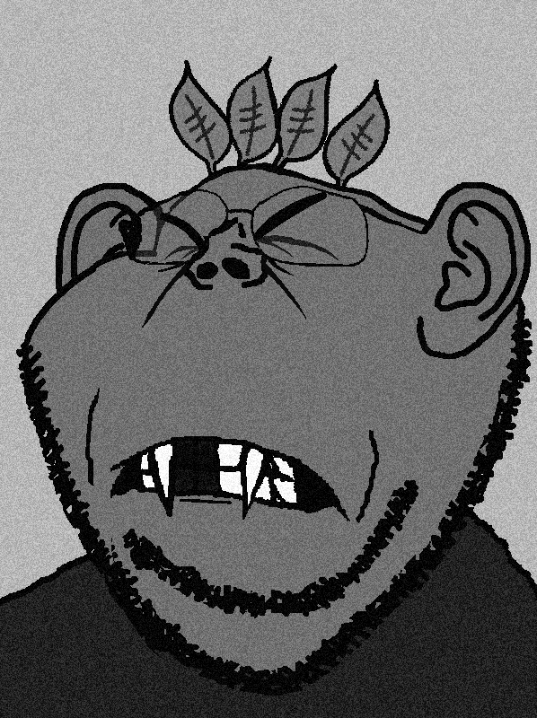impish soyak ears, album cover, beetroot, black and white, bully (album), clenched teeth, ear, fangs, filter, food